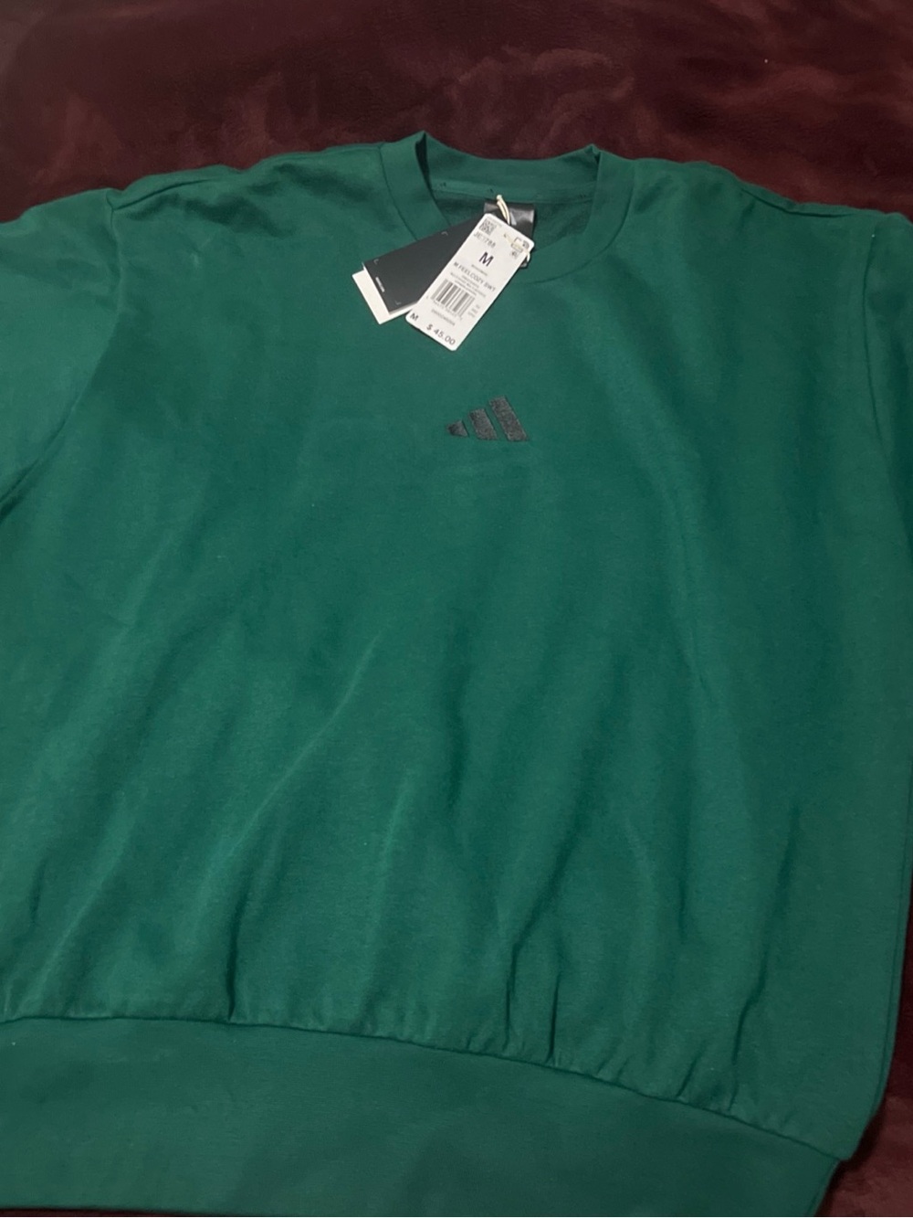 adidas Men's Crewneck Sweatshirt long sleeve Forest Green medium logo